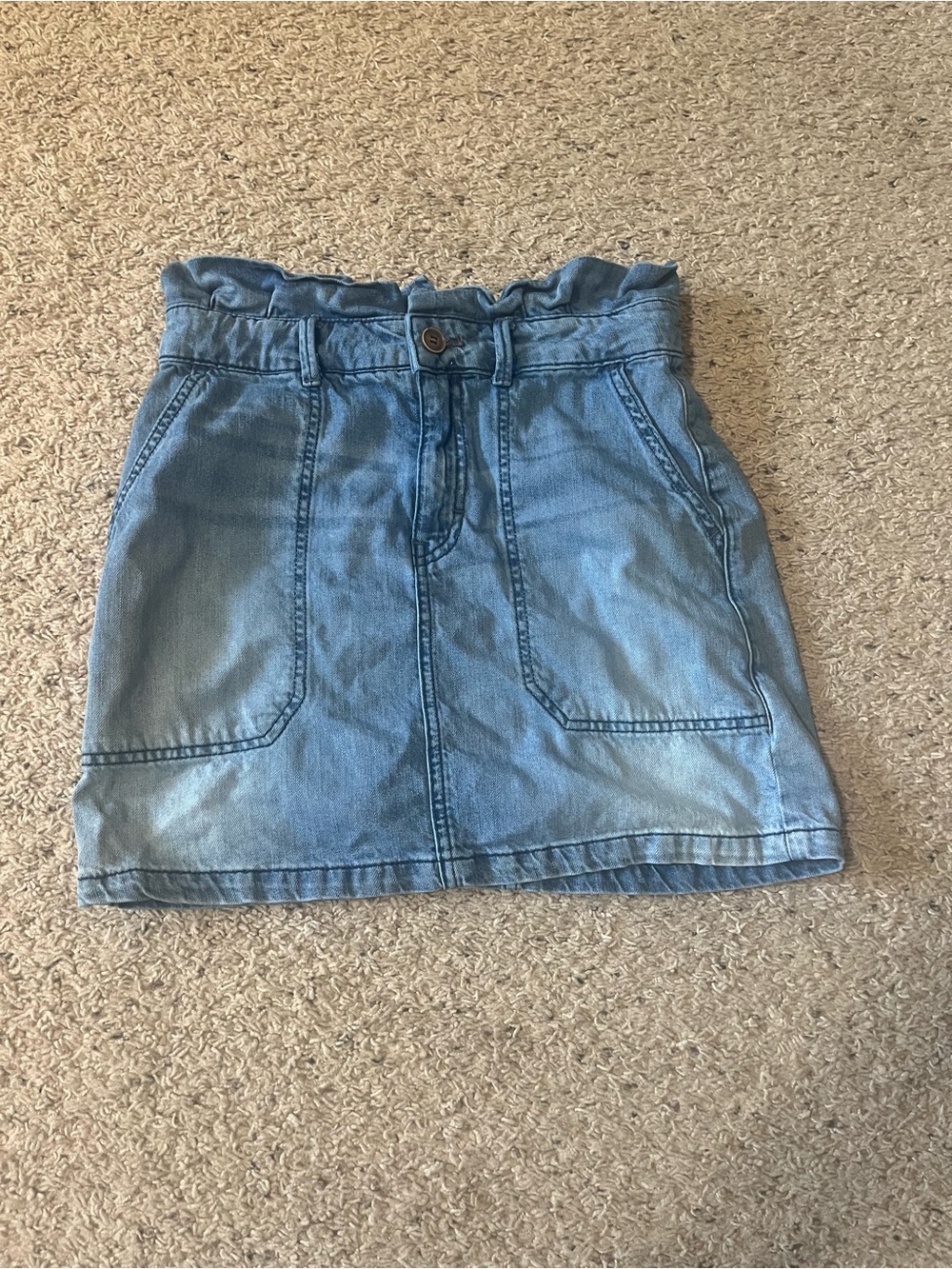Free People Light Blue Denim Paperbag Mini Skirt